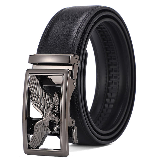 Mens Genuine Leather Belt With Automatic Buckle Premium Light-Luxury Niche Waist Belt For Pants