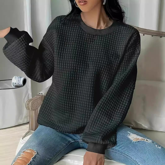 Round Neck Solid Color Fashion Long Sleeve Women's Sweater