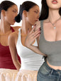 DAZY Solid Backless Halter Top  3PC Set