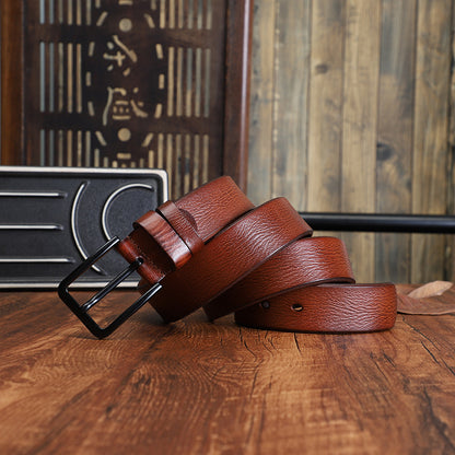 Men's Alloy Pin-buckle Belt With Top-layer Cowhidenew Casual Style
