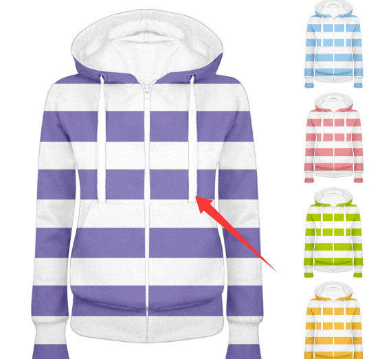 Loose Hooded Stripes Long-sleeve Zipper Sweatshirt Cardigan