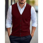 Casual Vest Solid Color Sleeveless Four Seasons Wool Knit Cardigan Men's Vest