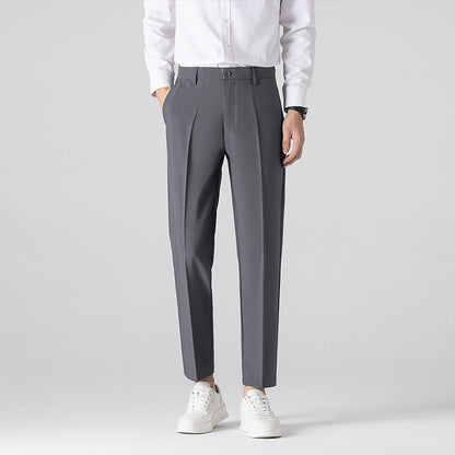 Mens Plus-Size Slim-Fit Solid-Color Capri Dress Pants