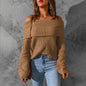Women's Elegant Off-Shoulder Sweater, Textured Knit Long Sleeve Top For Winter Parties And Vacation