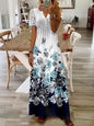 Printed Lace Sleeve Short Sleeve Dress