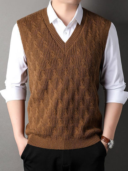Woolen Vest Men's Twisted Loose Middle-aged Knitted Dad Vest Base Sleeveless Shirt Wholesale