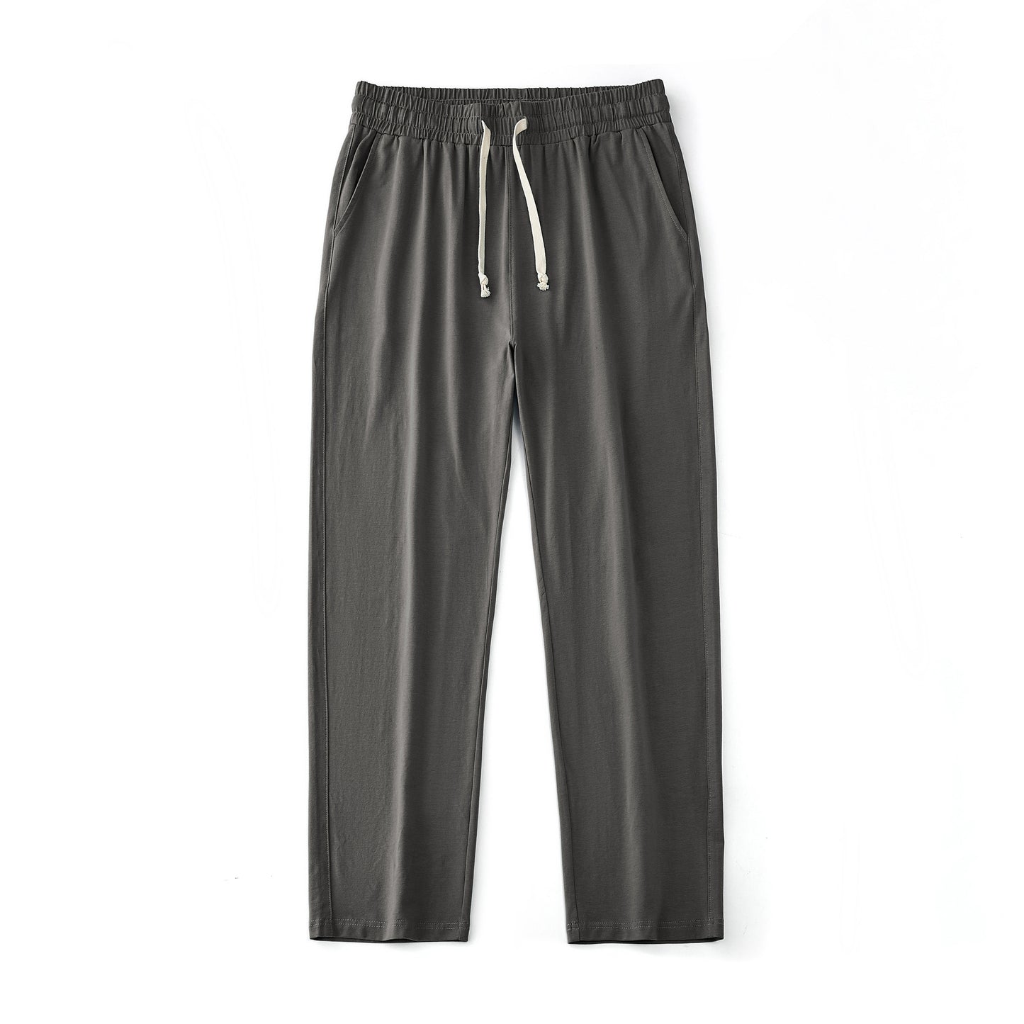 Mens Solid-Color Straight-Leg Lace-Up All-Match Sports Pants For Men