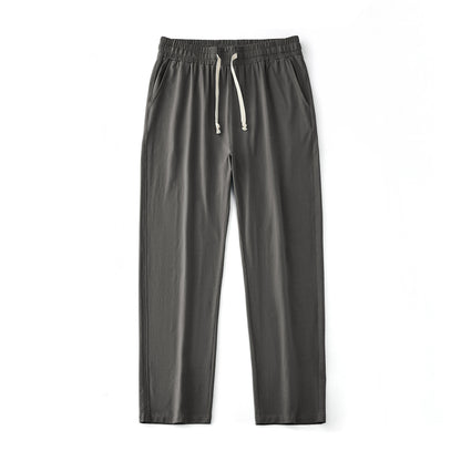 Mens Solid-Color Straight-Leg Lace-Up All-Match Sports Pants For Men