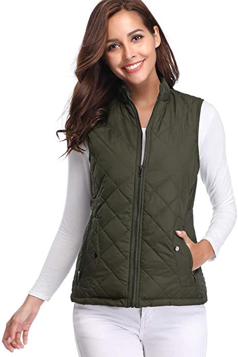 Women's Cotton Vest Stand Collar Zipper Pocket Warm
