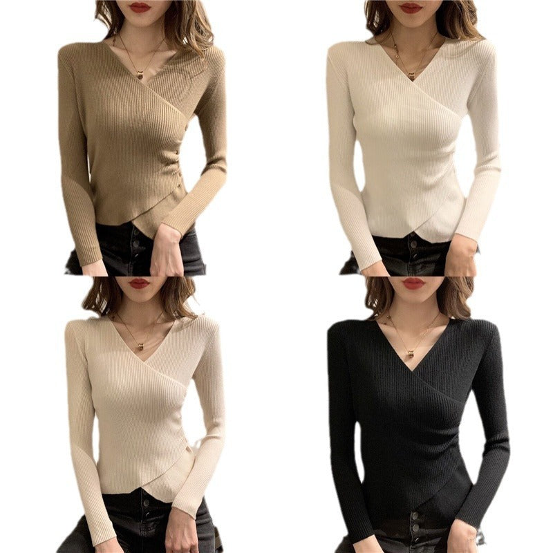 Skinny Knitted Top Western Style Top Sweater For Women