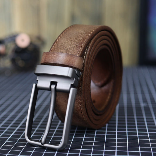 Men's Vintage Genuine Leather Belt With Pin Buckle