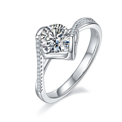 Dazzling Promise - A Wedding Ring Set With 1-carat Top-quality Moissanite S925 Silver And Platinum-plated Diamond. The Ring Can Be Inspected With A Diamond Pen