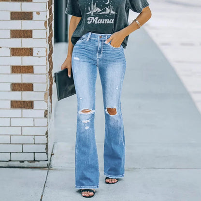 Women's Ripped Skinny Jeans Fashion Wash