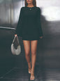 Autumn And Winter Solid Color Tight Waist High-grade Long Sleeve Dress
