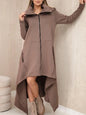 Solid Color Hooded Loose Zip All-matching Hoodie Skirt