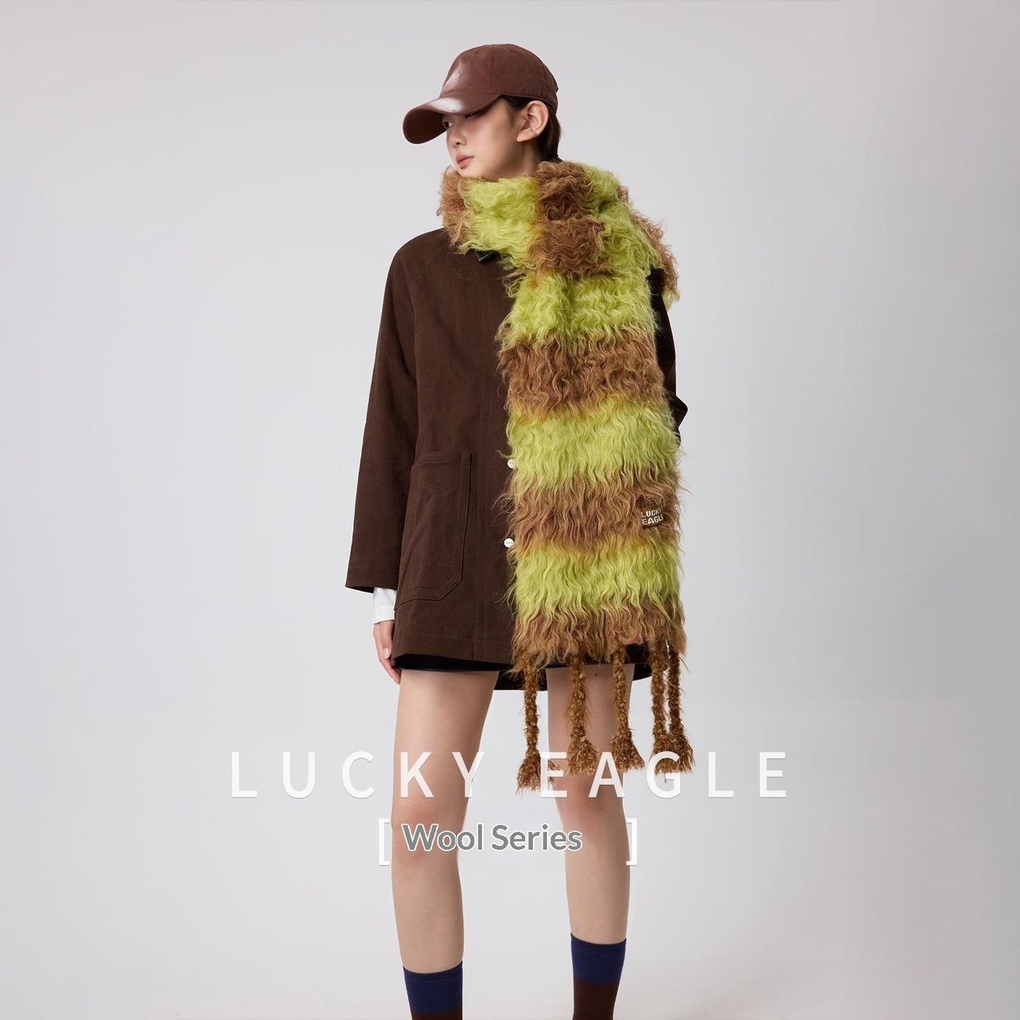 Striped Color-block Wool Scarf Warm And Thick Neck Warmer