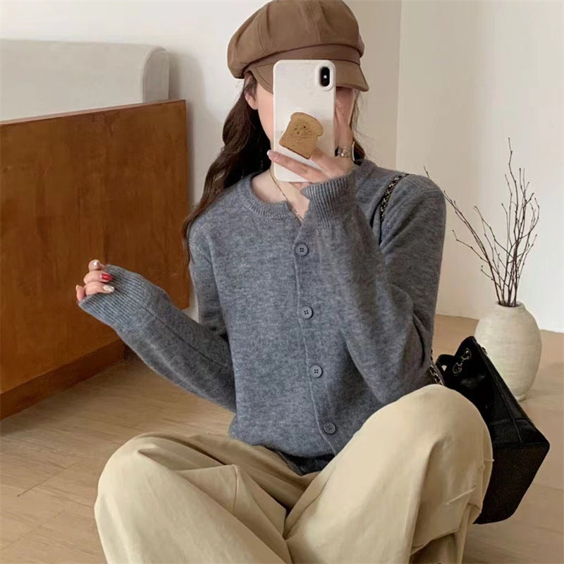 Knitted Cardigan Jacket Temperament Youthful-looking Sweater Outerwear Slimming Short Top