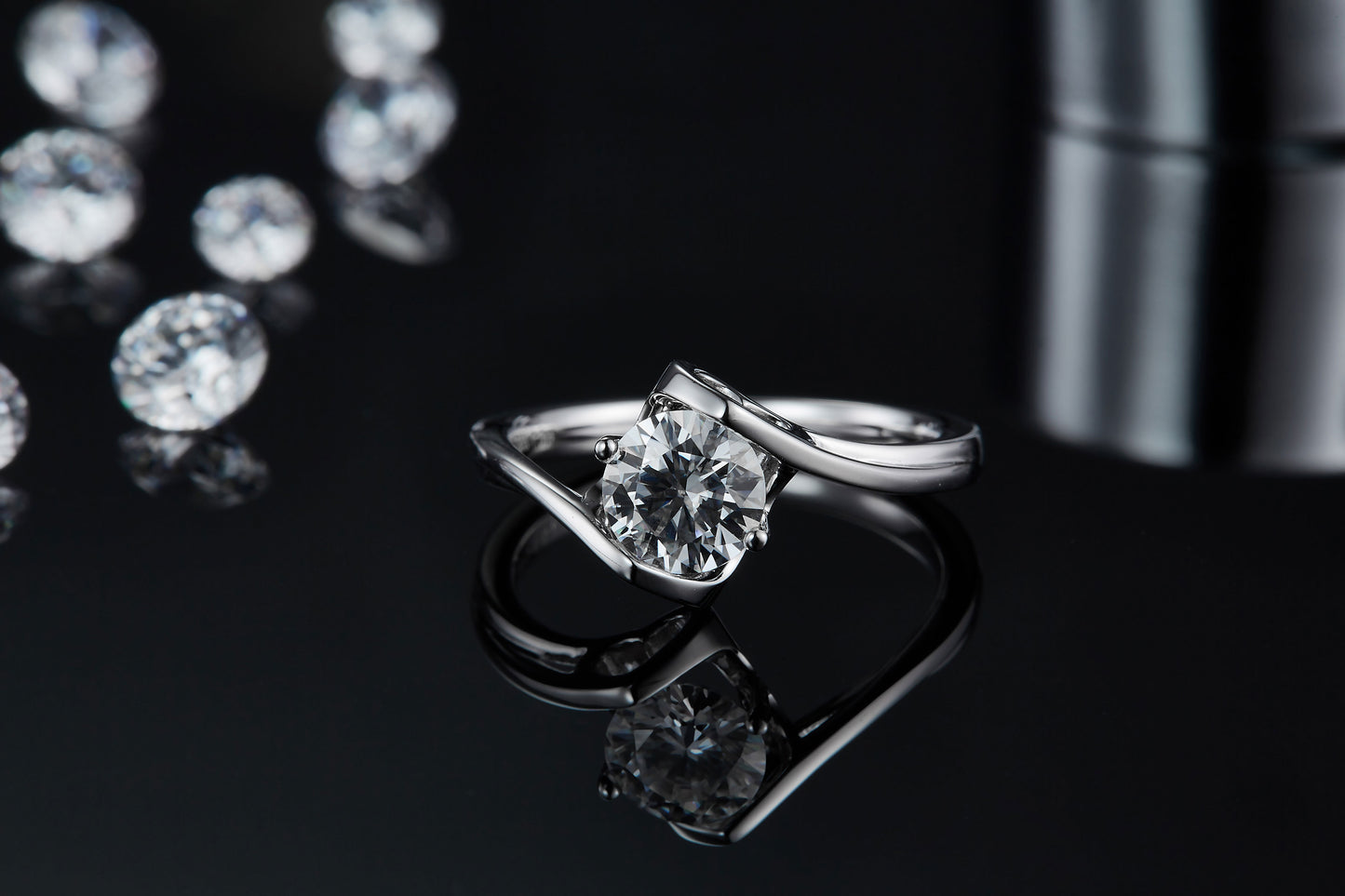 Angel's Heart - Set With 1-carat Top-quality Moissanite S925 Silver And Platinum-plated Diamond Wedding Ring. The Ring Can Be Inspected With A Diamond Pen