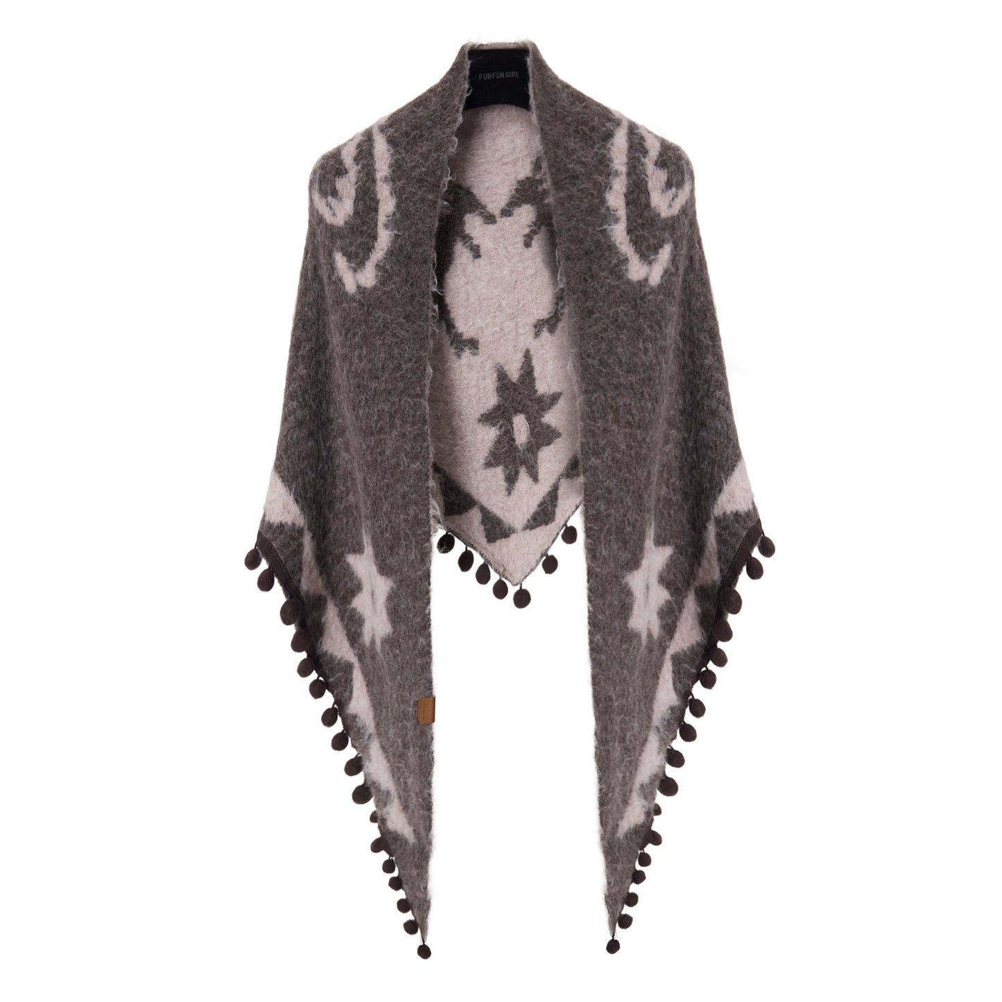 Double-sided Wool Shawl Reversible Warm Cloak