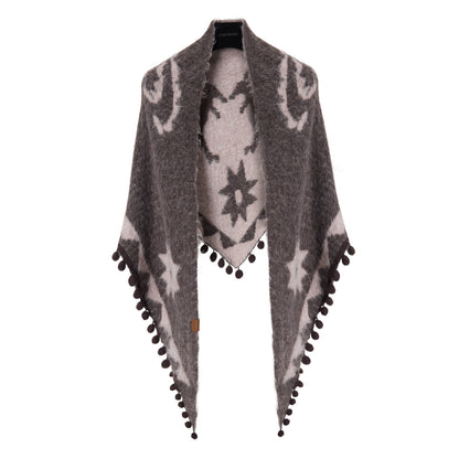 Double-sided Wool Shawl Reversible Warm Cloak