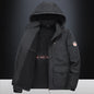 Fall Winter Men Middle-aged Loose Plus Size Outdoor Sports Windproof Hooded Cotton Jacket