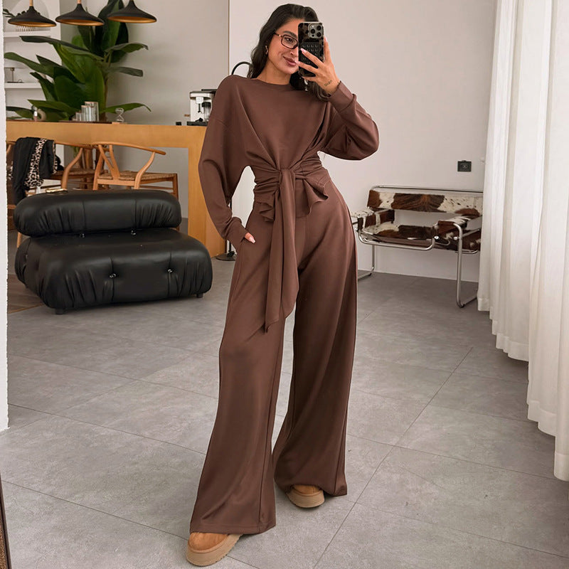 Stylish And Comfortable Waist-tied Ribbon Pants Casual Suit