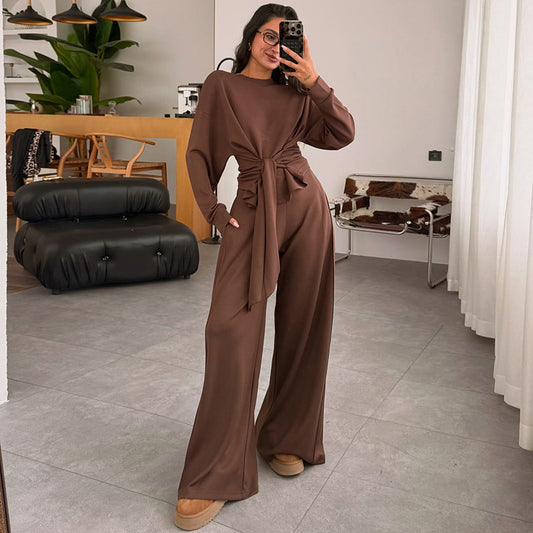 Stylish And Comfortable Waist-tied Ribbon Pants Casual Suit