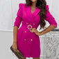 Puff Sleeve Lapel Women's Slim Suit Dress