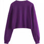 Women's Autumn And Winter New Solid Color With Fur Loose O-neck Short Sweater