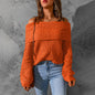 Women's Elegant Off-Shoulder Sweater, Textured Knit Long Sleeve Top For Winter Parties And Vacation