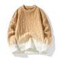 Idle Style Winter Gradient Contrast Round Neck Thickened Men's Sweater