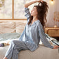 SpringAutumn Style Ice Silk Striped Jacquard Plus-size Homewear