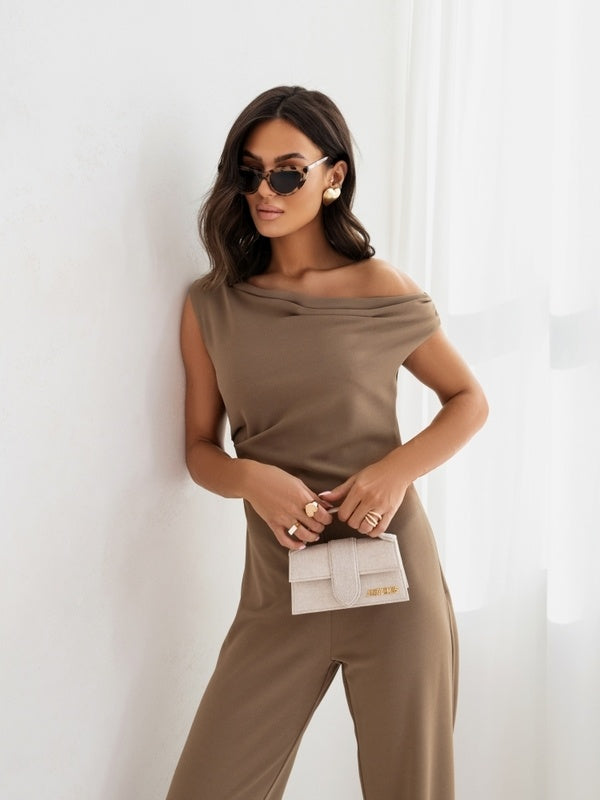 Sexy Jumpsuits For Women Falling Straps Business Rompers Elegant Straight Long Pants Rompers Fastened With A Zipper On The Side.