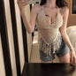Summer New Sneaky Design Sexy Backless Seaside Holiday Halter Knitted Short