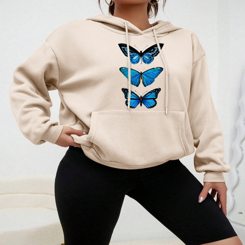 Sweet Hooded Long Sleeve Street Hipster Printed Pullover Sweatshirt