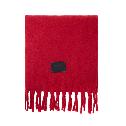 Solid Color Fringe Wool Scarf Women's Thickened Warm Neck Wrap