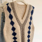 Diamond Lattice Retro Knitted Waistcoat V-neck Outerwear Sweater Vest