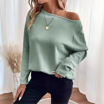 Women's Knitted Waffle Shoulder Pullover
