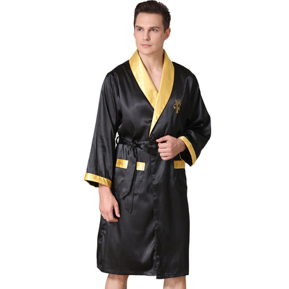 Men's Summer Silk Bathrobe Nightgown