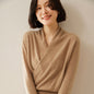 Women's Solid Color V-Neck Cross Cashmere Sweater Top