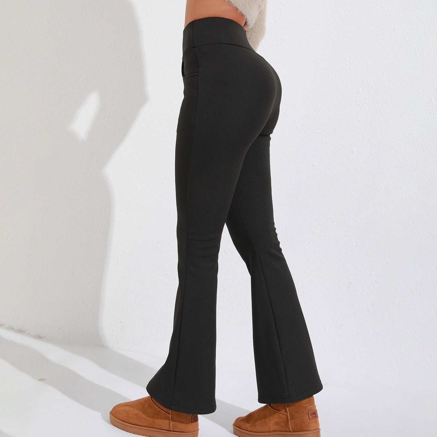 Brushed Casual High Waist Flattering Hip-lifting Button Commuting Pants