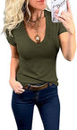 Summer New European And American Style Women Short Sleeve Deep V-neck Cotton Summer T-shirt