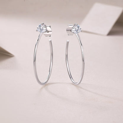 A Charming Afternoon - Earrings Set With Top-quality Moissanite S925 Silver And Platinum-plated Stud Earrings, A Fashionable And Trendy Accessory, Can Be Tested With A Diamond Pen