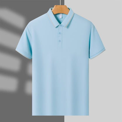 Summer Work Clothes Polo Shirt Ice Ion Single Collar Lapel Breathable Comfortable