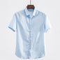 Summer Japanese Casual Square Collar Linen Short Sleeve Shirt