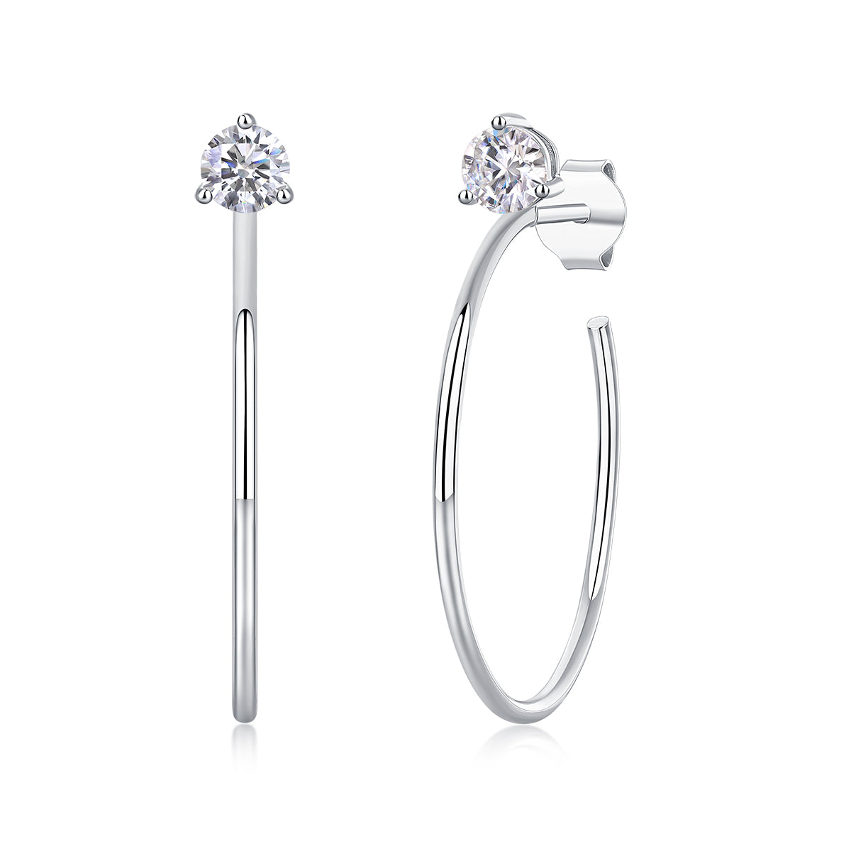 A Charming Afternoon - Earrings Set With Top-quality Moissanite S925 Silver And Platinum-plated Stud Earrings, A Fashionable And Trendy Accessory, Can Be Tested With A Diamond Pen