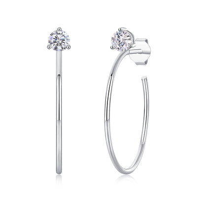 A Charming Afternoon - Earrings Set With Top-quality Moissanite S925 Silver And Platinum-plated Stud Earrings, A Fashionable And Trendy Accessory, Can Be Tested With A Diamond Pen