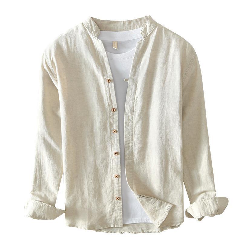National Plain Casual Long Linen Sleeves Shirt