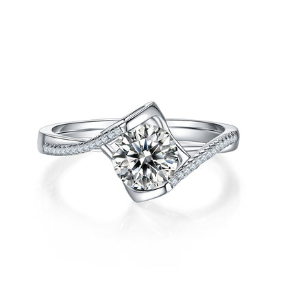 Dazzling Promise - A Wedding Ring Set With 1-carat Top-quality Moissanite S925 Silver And Platinum-plated Diamond. The Ring Can Be Inspected With A Diamond Pen