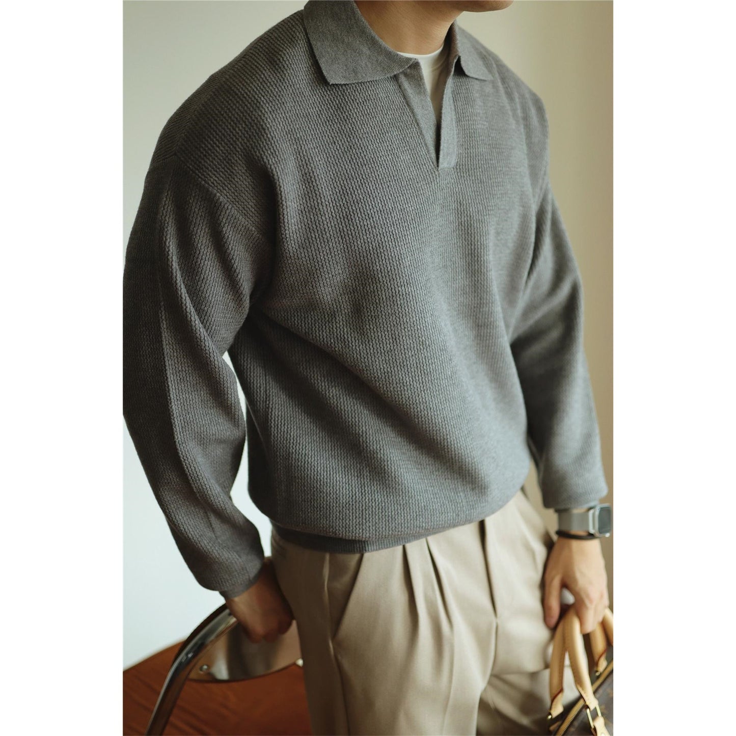 Lapel Warm Men's Long Sleeve Base